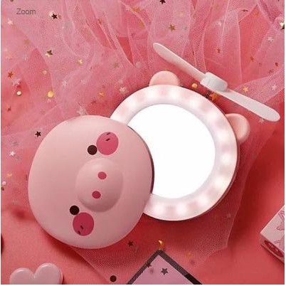 [1 Đổi 1 - Freeship]Quạt mini cầm tay hình con heo đa năng 3 trong 1 có đèn led có gương cực dễ thương | BigBuy360 - bigbuy360.vn