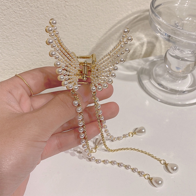 Kẹp Tóc Bướm / Kẹp Tóc Kim Loại Đính Đá / Ngọc Trai Phong Cách Vintage Thanh Lịch Cho Nữ