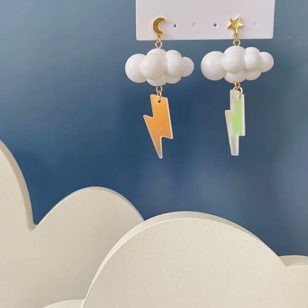 Bông Tai Hình Đám Mây Màu Laser Phản Quang Đơn Giản Thời Trang VANES1