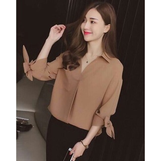 Áo sơ mi tay nơ dễ thương