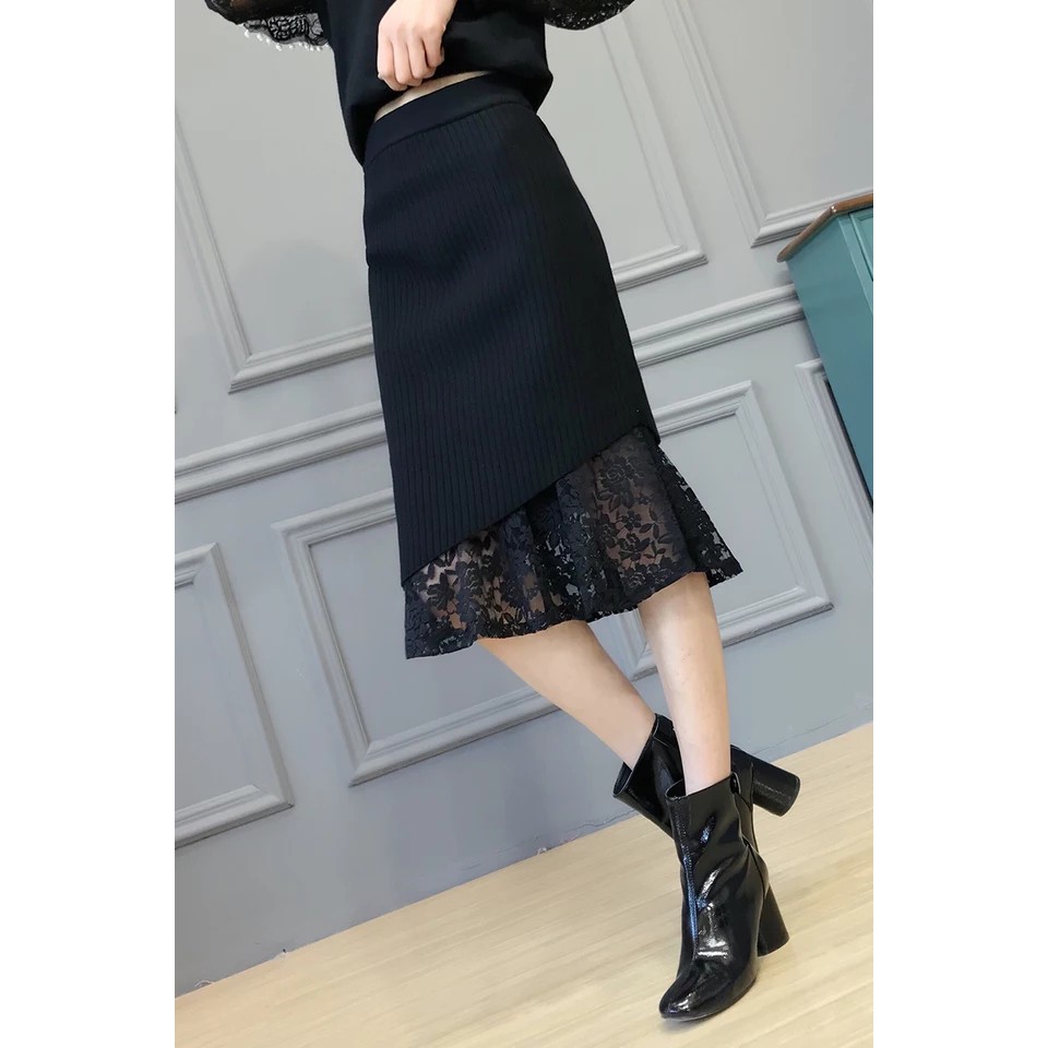 chân váy chéo lót ren đuôi cá