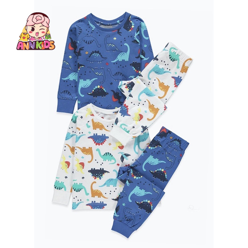 Bộ dài tay cho bé trai - Set 2 bộ dài tay hoạ tiết khủng long Next chất cotton cho bé trai size 2-8t (9-23kg)