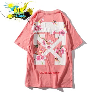 (ảnh thật, full size) Áo thun tee off white (offwhite) họa tiết chữ X hồng đen tay lỡ form rộng unisex