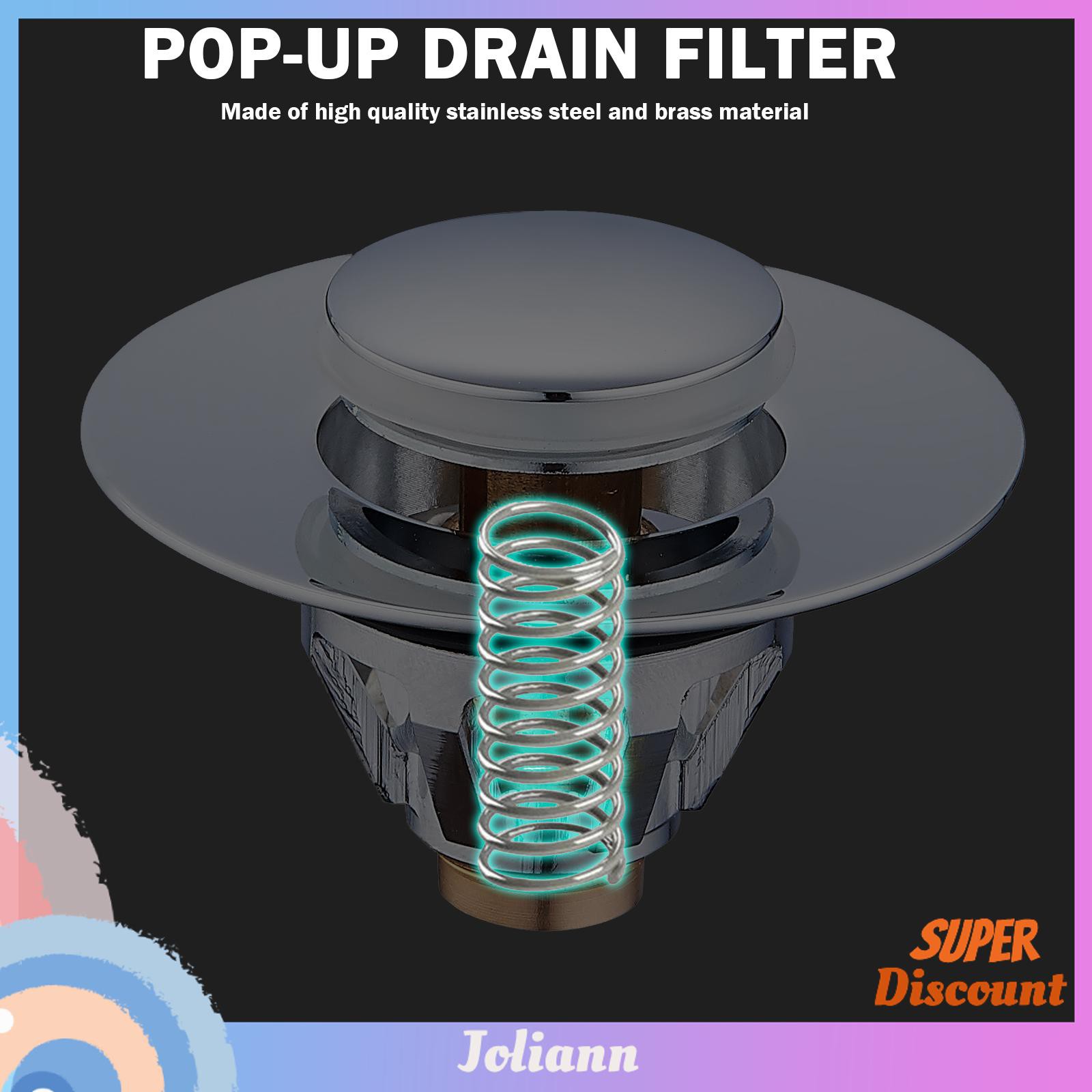 Pop Up Drain Filter - Bathroom Sink Hair Catcher Bounce Drain Strainer Plug