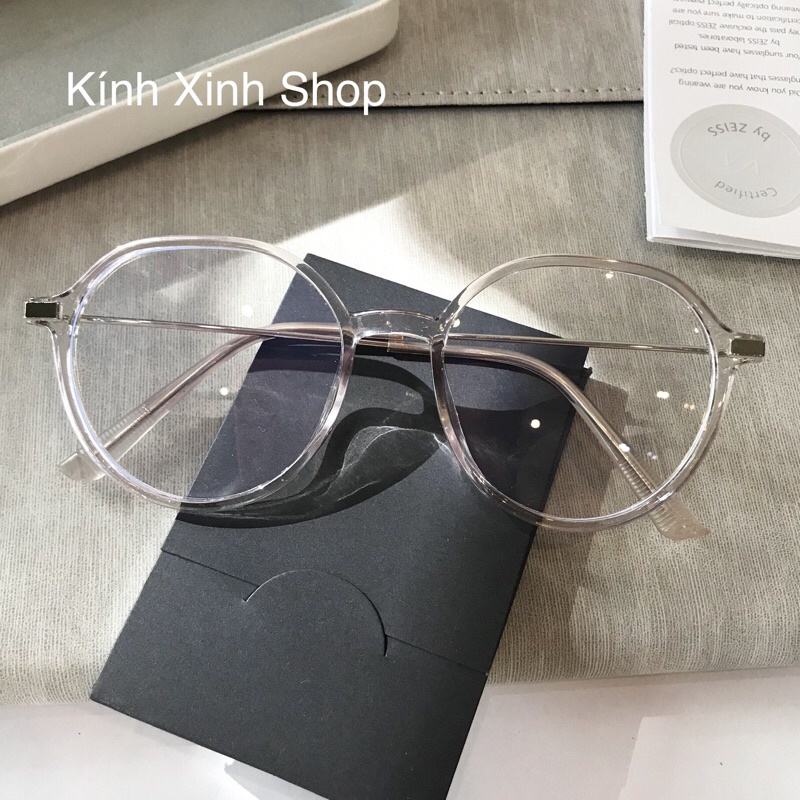 Kính Mắt Chống Ánh Sáng Xanh Dáng Tròn Gọng Kim Loại Tăm Hàn Quốc Cao Cấp