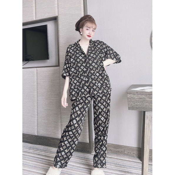 Bộ DD Đồ Ngủ Dài Tay Chất Kate Bộ Pijama Dài Tay Phù Hợp Cả Nam Và Nữ Siêu Hot FDE