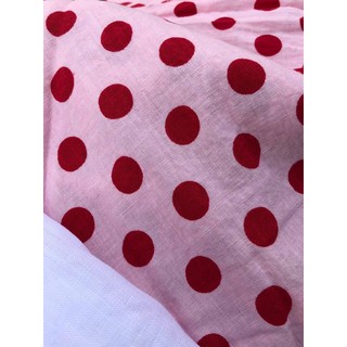 Vải linen bột đã wash Cn, bi đỏ