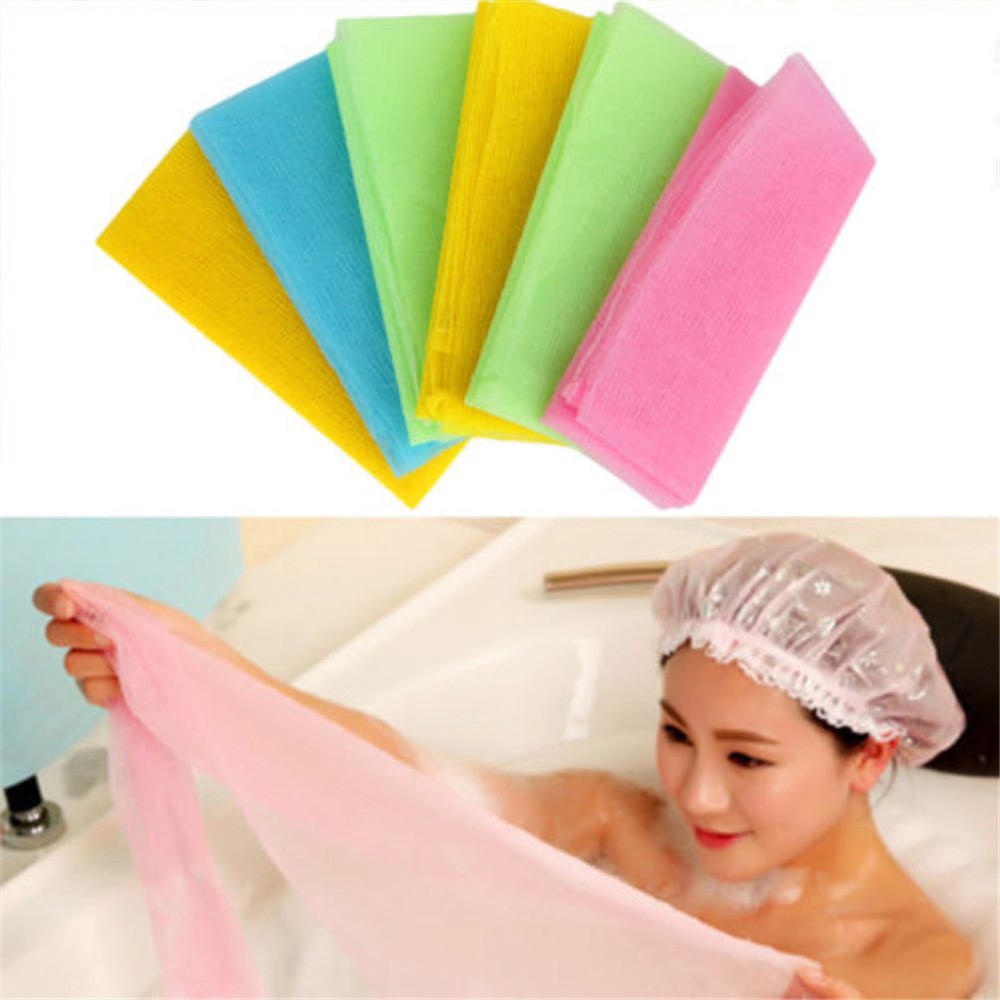 Bộ 1/3/5 khăn tắm nhiều màu sắc chất liệu nylon phù hợp để tẩy tế bào chết kích thước 90 x 30cm