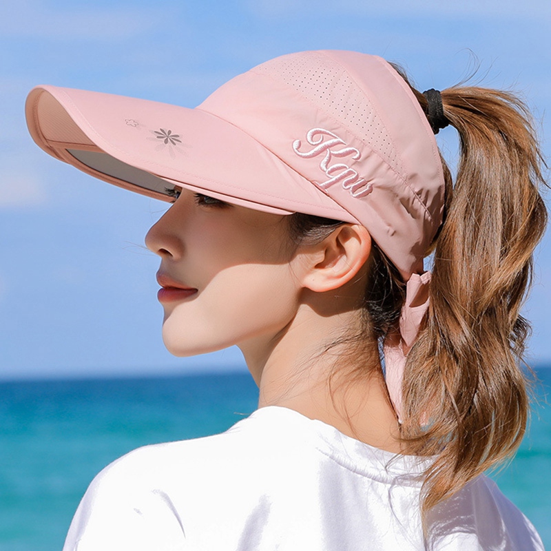 Mũ rộng vành che nắng chống tia Uv có thể thu vào tiện dụng thời trang hè cho nữ​​Mũ lưỡi trai nửa đầu chống nắng cao cấp