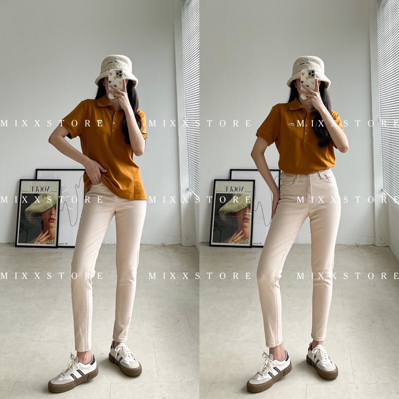 Quần Jean Nữ Skinny Lưng Cao Kem - Xám Za.Ra chất co giãn thoải mái dày dặn phom 9 tấc thời thượng