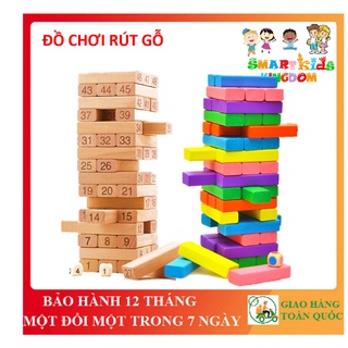 Bộ đồ chơi rút gỗ 48 thanh size lớn in số - màu