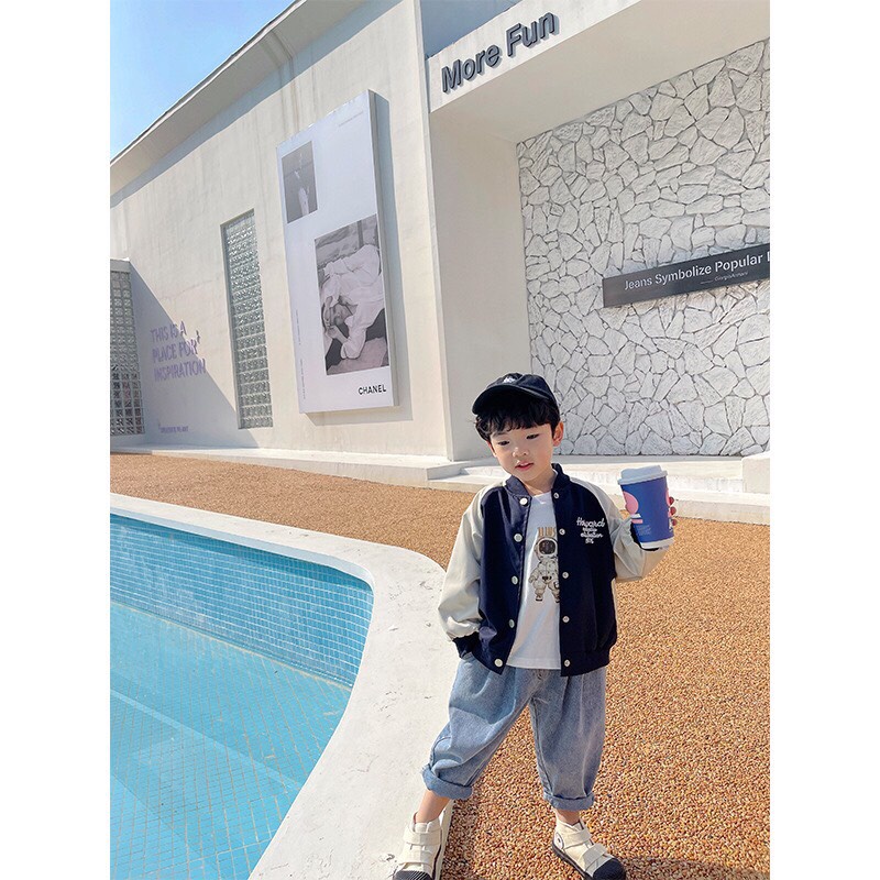 Áo bomber bé trai, áo khoác bé trai họa tiết Gấu dễ thương cho bé từ 2 đến 8 tuổi