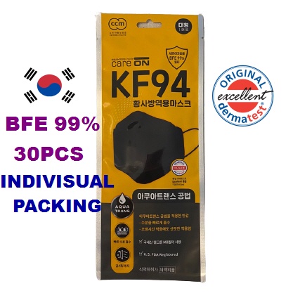 [MADE IN KOREA] Chăm sóc BFE99% / KF94, 4PLY, GÓI CÁ NHÂN, 30EA, ĐEN, MẶT NẠ LỚN