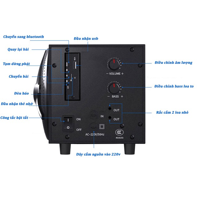 Bộ 3 Loa Vi Tính K9 Bằng Gỗ Chất Lương Cao, Hỗ Trợ Bluetooth 5.0, Âm Thanh Siêu Trầm, Công Suất Lớn