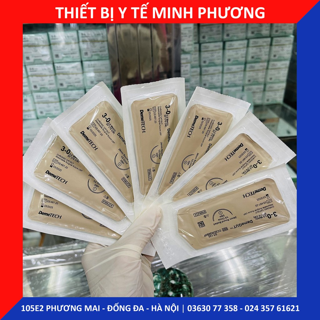 Bán lẻ Chỉ khâu DEMEGUT DEMETECH Catgut Chromic không tiêu dùng trong phẫu thuật số 3/0