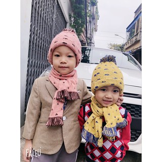 Set mũ len kèm khăn quàng cổ cực xinh cho bé siêu ấm