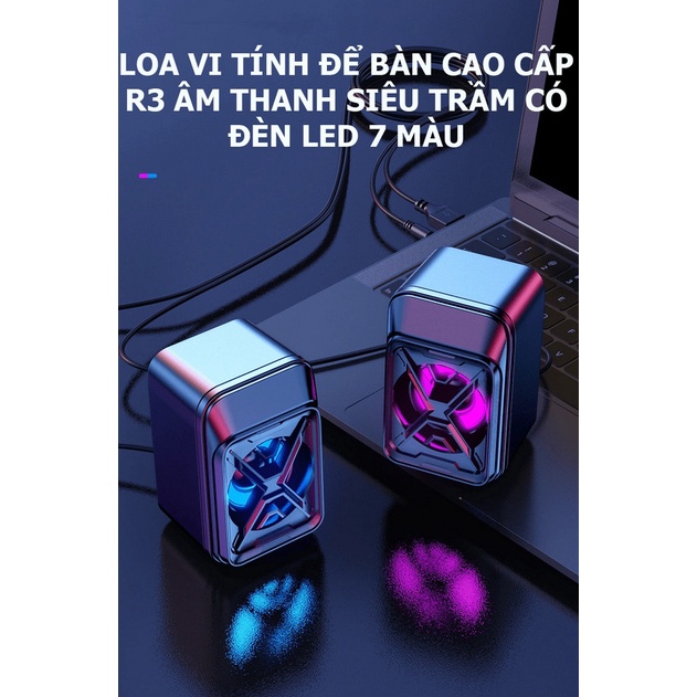 Loa Vi Tính Để Bàn Cao Cấp Ezeey R3 Âm Thanh Siêu Trầm Có Đèn Led 7 Màu