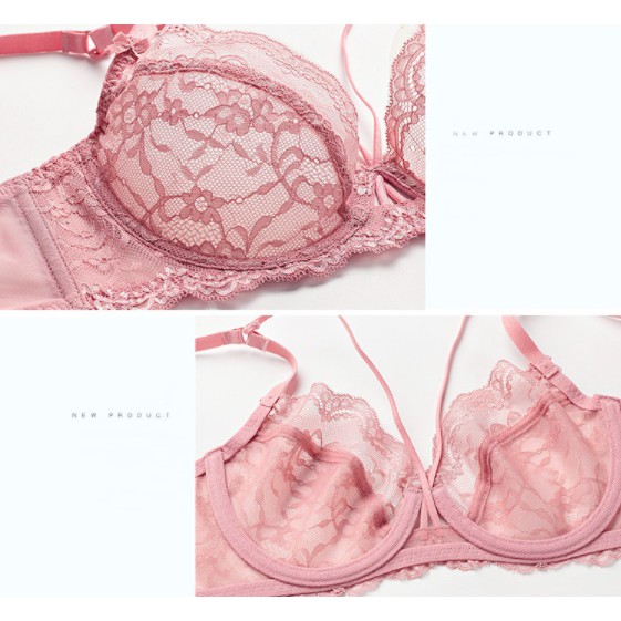 Bộ Đồ Lót Ren Xuyên Thấu Có Gọng Không Đệm Dây Đan Chéo Ngực Siêu Sexy Lacy Bra - B05 | BigBuy360 - bigbuy360.vn