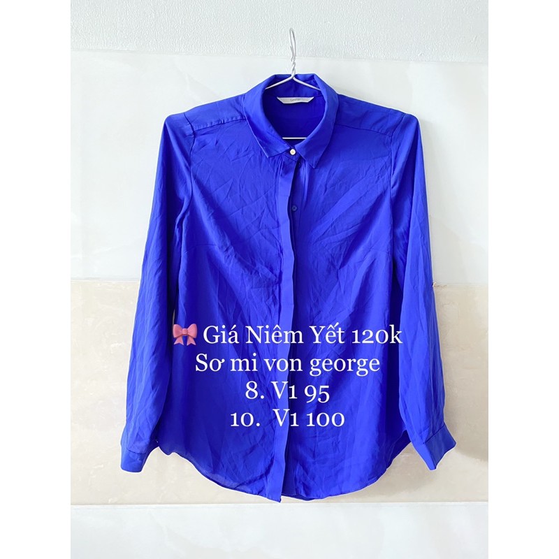 Áo sơ mi voan tay dài form giấu quần xanh navy vnxk dư xịn