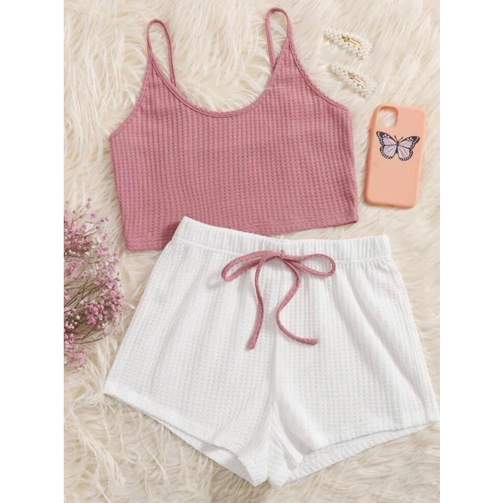 Đồ bộ mặc nhà chất thun trơn 2 dây, Bộ ngủ, đồ mặc nhà, độ bộ thun ngắn tay, đồ bộ hè thoải mái - OMELY SHOP
