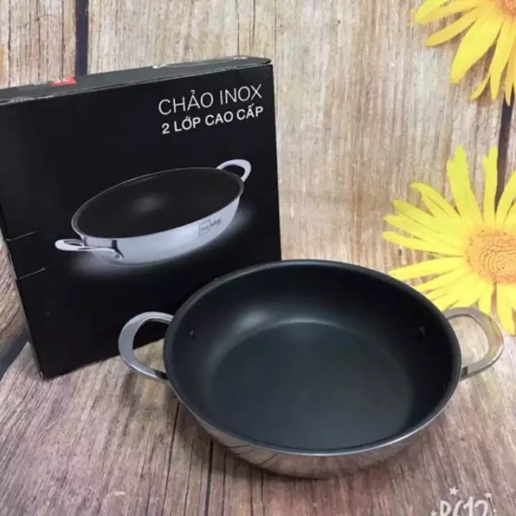 Chảo chống dính inox 430 Fivestar 2 quai 18cm.Tặng 5 muỗng inox.