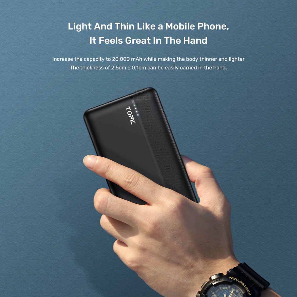 Sạc dự phòng TOPK I2015P 18W 20000mAh cho HUAWEI Samsung Xiaomi OPPO Vivo Realme