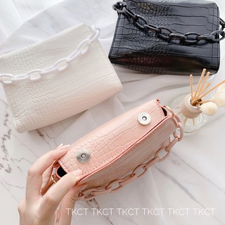 Túi xách đeo chéo , kẹp nách vân da mix xích dáng mới