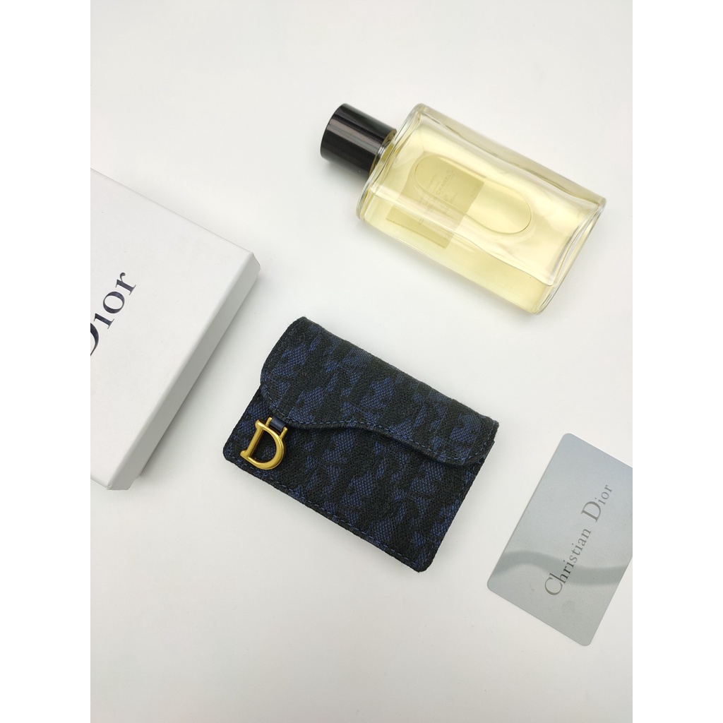 Ví Da Gập Dior Đựng Thẻ / Tiền Xu Có Khóa Cài Cho Nam Và Nữ