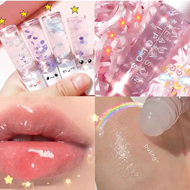 6Pcs Mirror Water Lip Gloss Lip Glaze Transparent Glass Lip Oil Waterproof Liquid Lipstick Lipgloss Lips Random Color