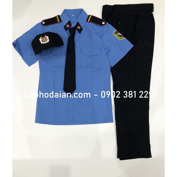 Bộ quần áo đồng phục bảo vệ cầu vai 1 vạch xanh dương - đủ size