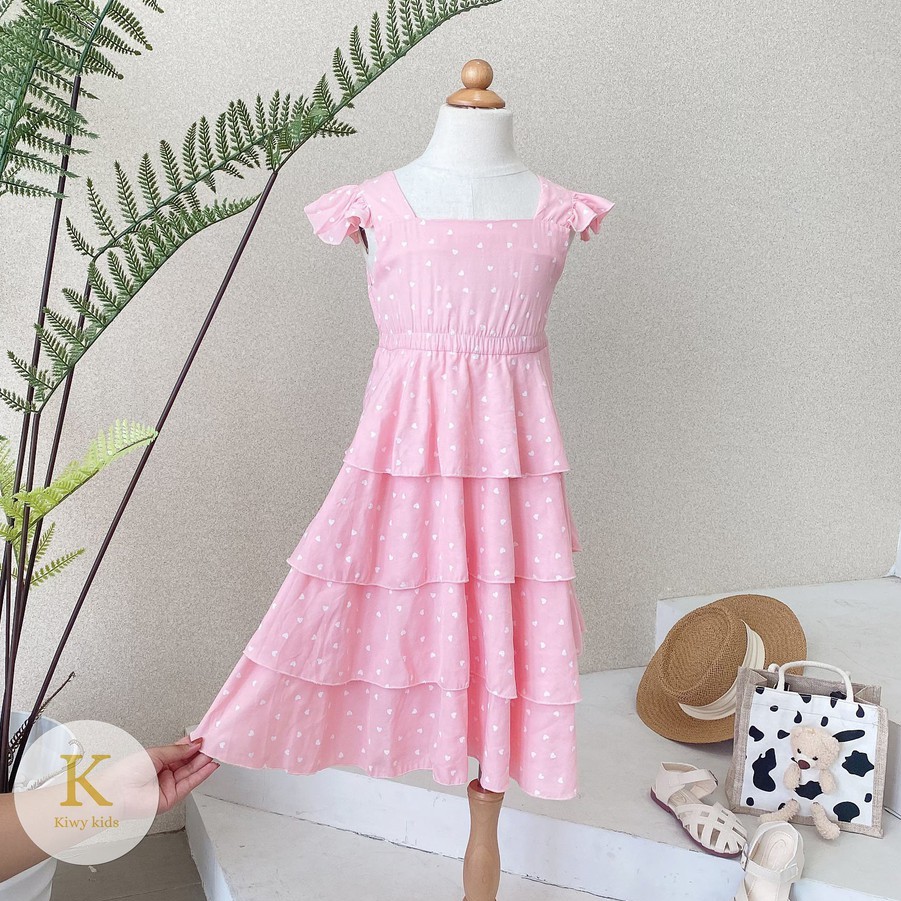 Váy bé gái maxi 4 tầng KIWY KIDS chất đũi lạnh cực mát Kidsh2127 cho bé từ 1 đến 11 tuổi