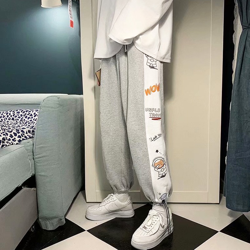 Quần baggy in họa tiết hoạt hình phong cách Hàn Quốc thời trang cho nam