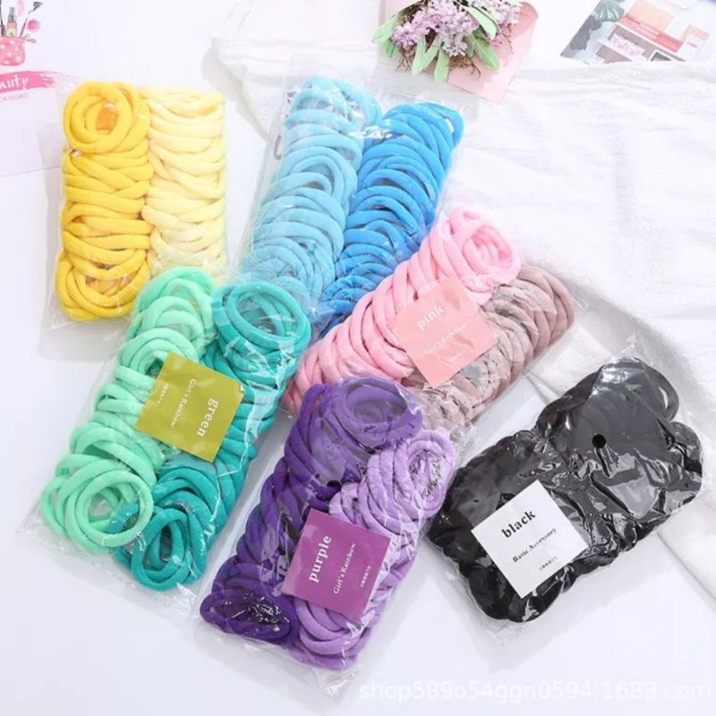 Sét 50 thun buộc tóc chun cột tóc loại to cho nữ mẹ và bé gái lớn co giãn siêu tốt kiểu Hàn Quốc
