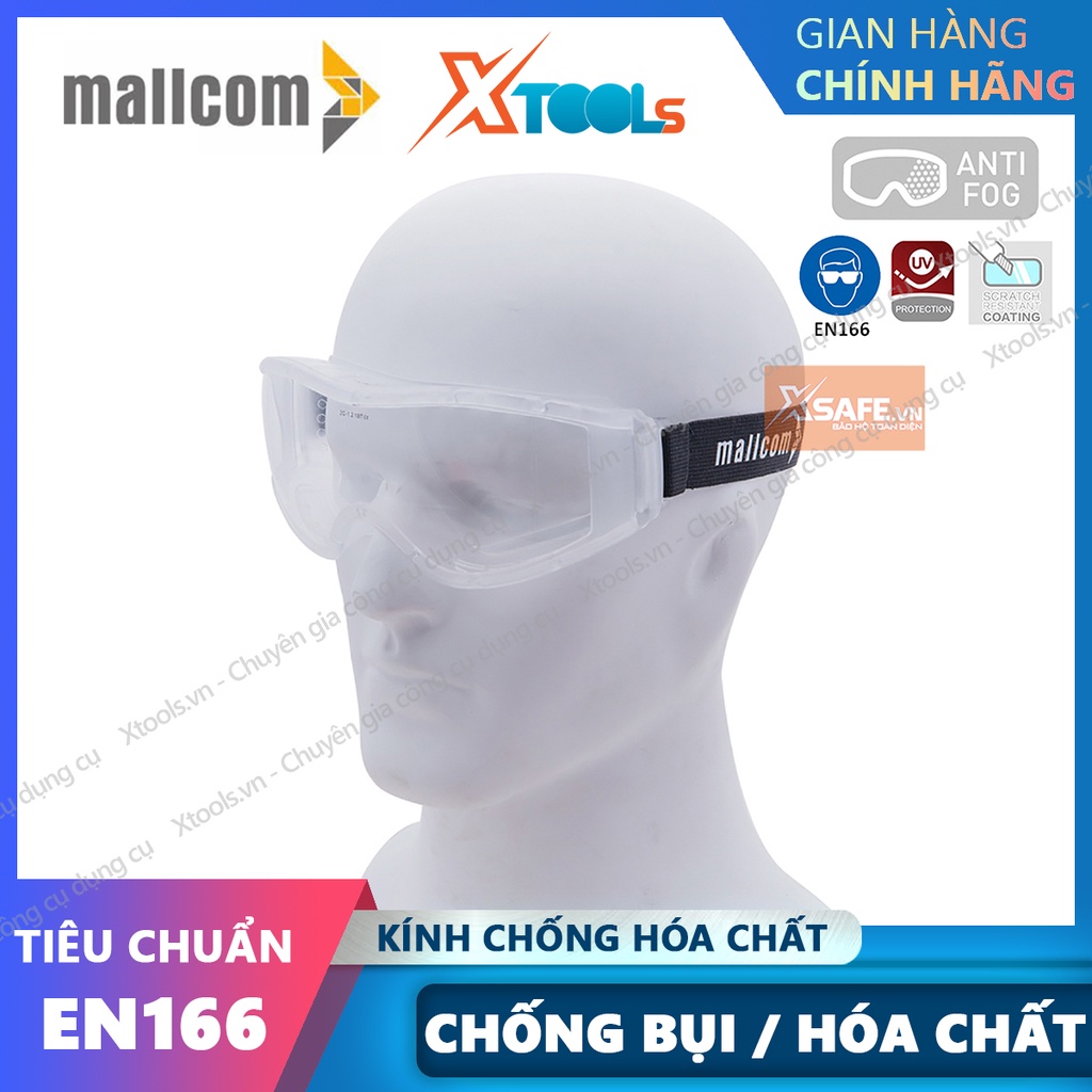 Kính bảo hộ chống hóa chất Mallcom Cirrus Mắt kính chống bụi, chống tia UV, chống đọng sương, đeo được cùng kính cận