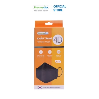  Khẩu trang 4D màu đen Pharmacity 1 hộp 10 cái 