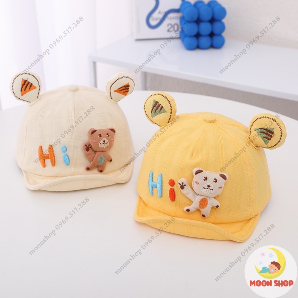 Mũ Lưỡi Trai Thêu Hình Gấu Đáng Yêu Cho Bé Từ 6 Tháng Đến 2 Tuổi Vòng Đầu 48 - 50cm