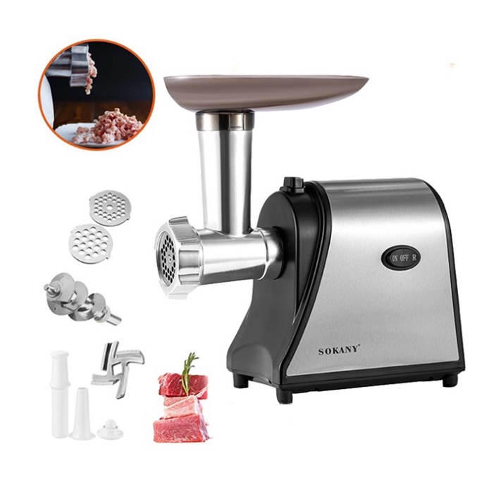 Máy nhồi xay thịt cá Sokany 1500W, máy đùn thịt làm lạp xưởng cao cấp
