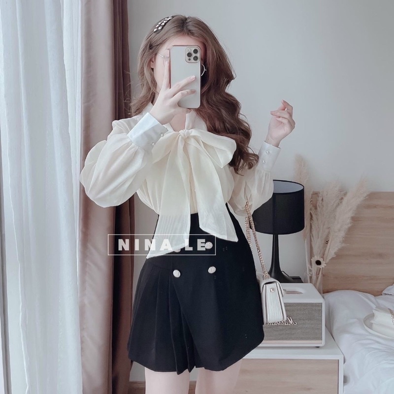 Áo sơ mi nữ thắt nơ hàn quốc THƠM PHẠM SHOP