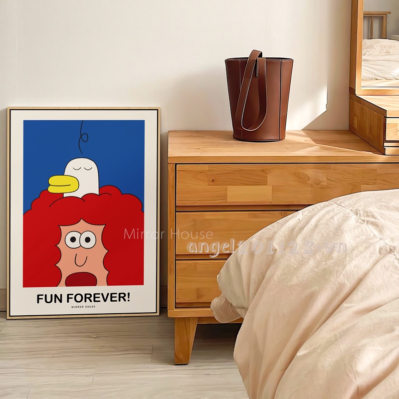 Tranh Vẽ Vịt Hoạt Hình Phong Cách Bắc Âu Trừu Tượng Không Khung Trang Trí Phòng Khách