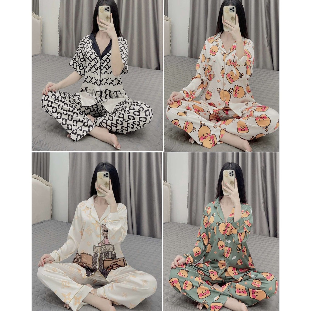 Đồ ngủ pyjama nữ phối hình họa tiết - Quần áo ngủ trẻ trung đáng yêu