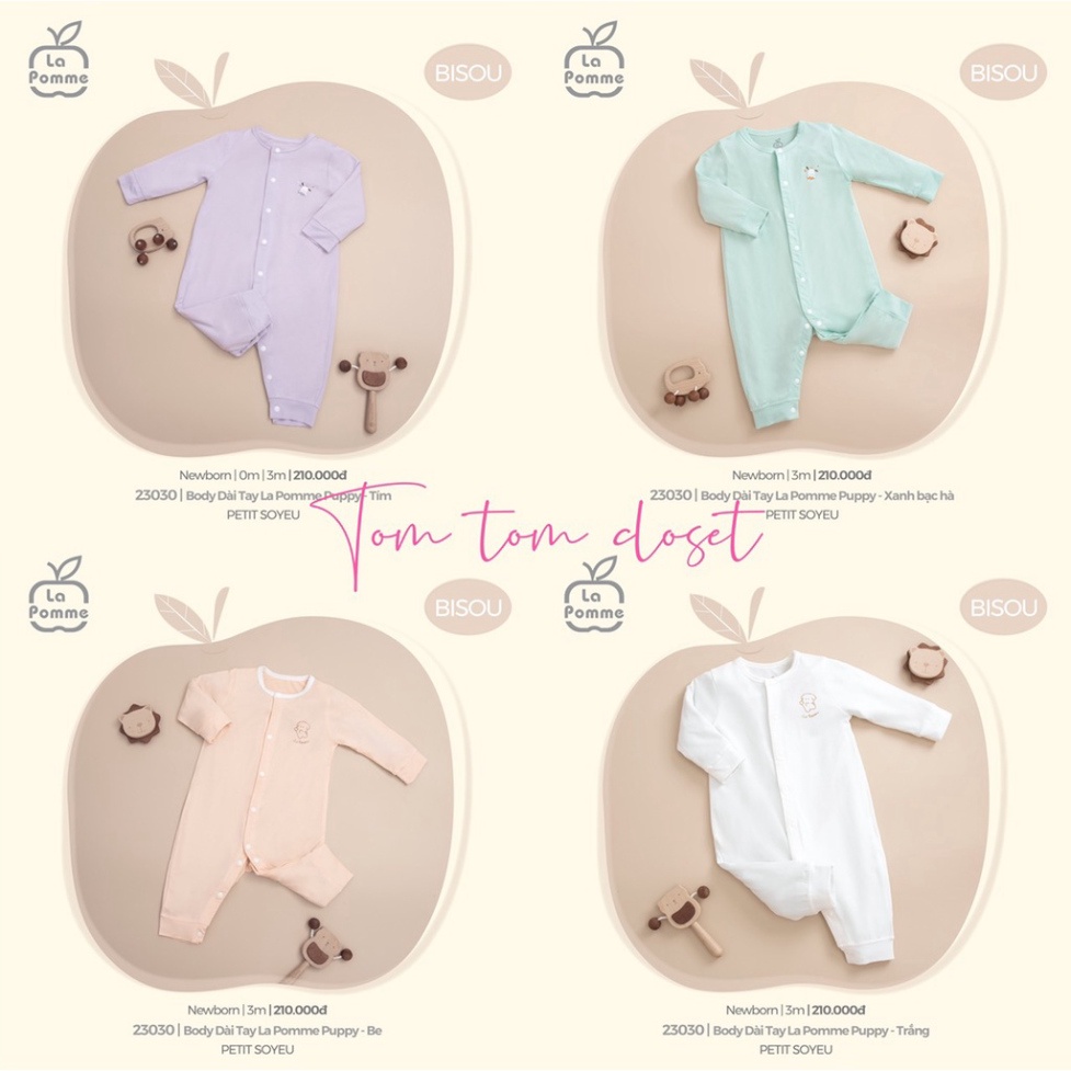 Body sơ sinh dài tay La Pomme - Bộ sưu tập Bisou 2022