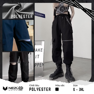 (Sẵn S M L XL 2XL 3XL) Quần jogger boxpant túi hộp đen khóa gối kèm xích unisex nam nữ hip hop đường phố