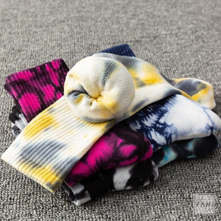 Tất, Vớ Gân Tăm Nam Nữ Loang Màu Tie-Dye - Vani Store [TAT00107]