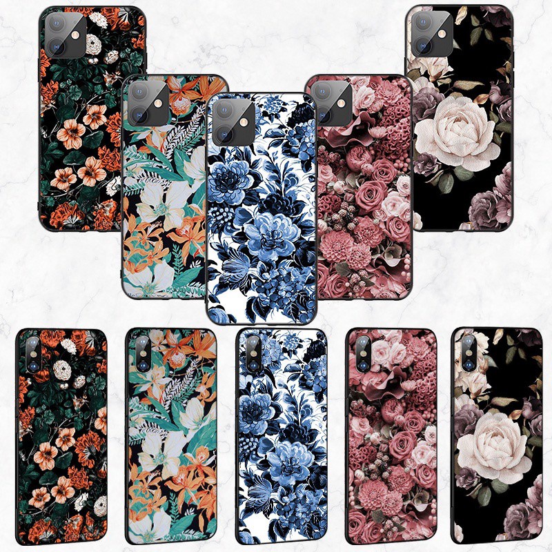 iPhone XR X Xs Max 7 8 6s 6 Plus 7+ 8+ 5 5s SE 2020 Soft Silicone Cover Phone Case Casing MD114 Floral flower