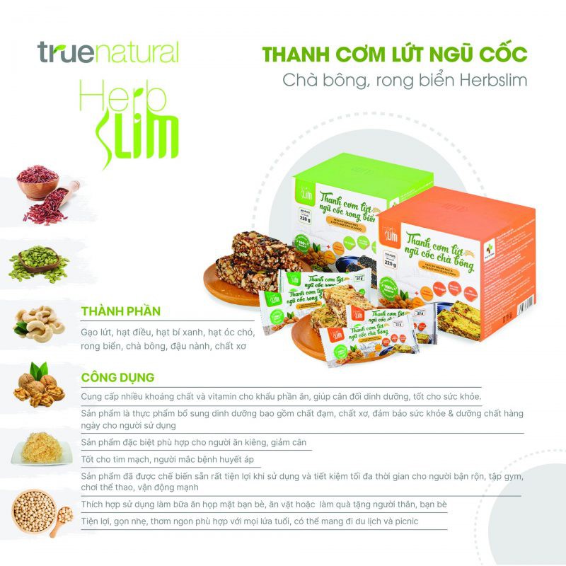 Thanh Cơm Lứt Ngũ Cốc HerbSlim siêu thơm ngon, khoẻ, không sợ béo