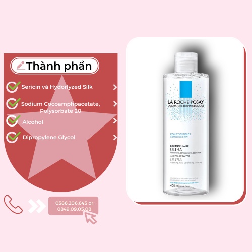 Nước Tẩy Trang Cho Da Nhạy Cảm La Roche-Posay Micellar Water Ultra Sensitive Skin 400ml NTT1894