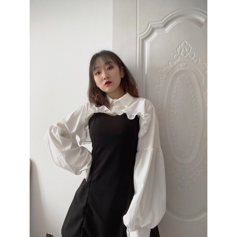 Set Áo Sơ Mi Trắng + Váy ULZZANG M27