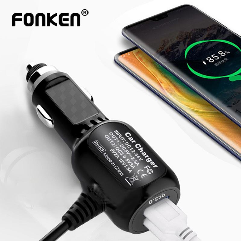 Tẩu sạc xe hơi Fonken 3.5M 5V 3.4A có 2 cổng Micro USB cho Camera DVR GPS đầu vào DC 8V-36V