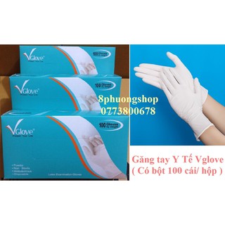 10 hộp Găng Tay Y Tế VGLOVE có bột 1 thùng ( Size: S, M , L )