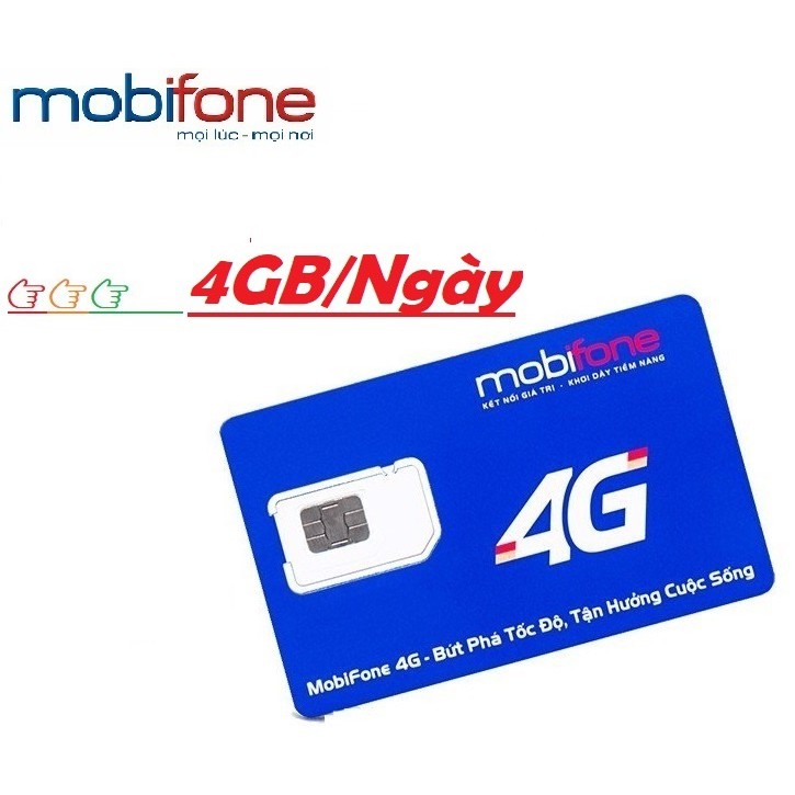 Sim 4g mobifone thaga100, thaga vào mạng 120G mỗi tháng chỉ 50k, 4Gb một ngày tốc độ cao